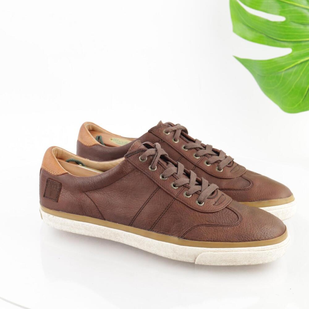 FRYE Mens Aaron Sneaker Size 11.5 Brown Leather Casual Shoes Low Lace Up Trainer - Picture 13 of 14